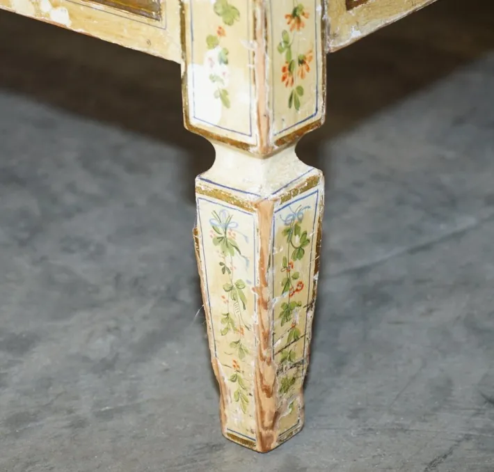 Pamono Antique French Hand Painted Bed Frame in Oak Pine Slats Outlet