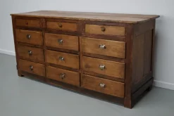 Pamono Antique French Oak and Beech Rustic Bank of Apothecary Drawers, 1910s Sale