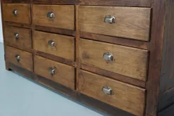 Pamono Antique French Oak and Beech Rustic Bank of Apothecary Drawers, 1910s Sale