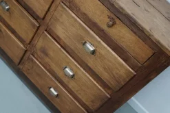 Pamono Antique French Oak and Beech Rustic Bank of Apothecary Drawers, 1910s Sale