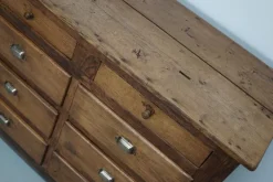 Pamono Antique French Oak and Beech Rustic Bank of Apothecary Drawers, 1910s Sale