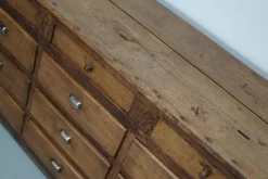 Pamono Antique French Oak and Beech Rustic Bank of Apothecary Drawers, 1910s Sale