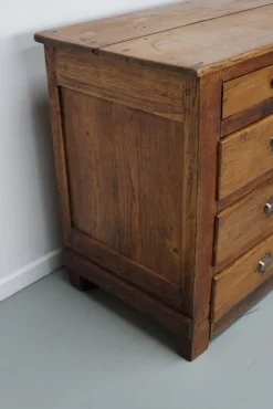 Pamono Antique French Oak and Beech Rustic Bank of Apothecary Drawers, 1910s Sale
