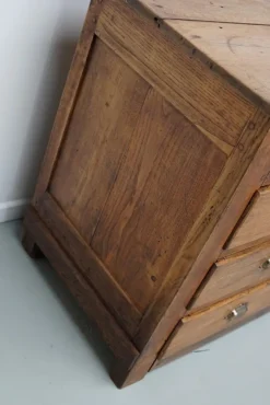 Pamono Antique French Oak and Beech Rustic Bank of Apothecary Drawers, 1910s Sale