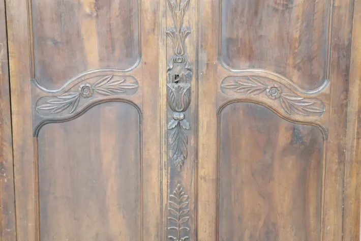 Pamono Antique French Wardrobe in Solid Walnut, 1770s