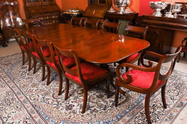 Pamono Antique George III Regency Twin Pillar Dining Table, 1820 Sale