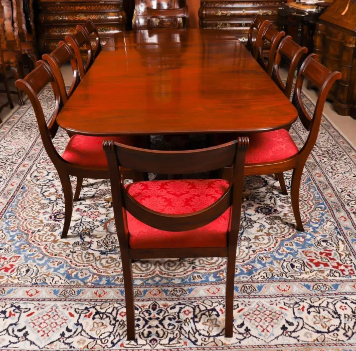 Pamono Antique George III Regency Twin Pillar Dining Table, 1820 Sale