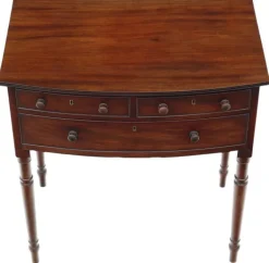 Pamono Antique Georgian Bow-Front Mahogany Writing Table Hot