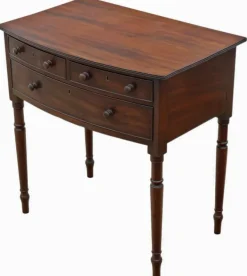 Pamono Antique Georgian Bow-Front Mahogany Writing Table Hot
