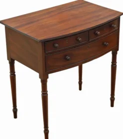 Pamono Antique Georgian Bow-Front Mahogany Writing Table Hot