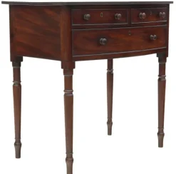 Pamono Antique Georgian Bow-Front Mahogany Writing Table Hot