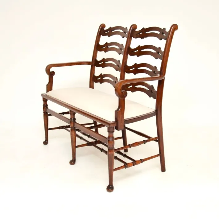 Pamono Antique Georgian Ladderback Settee, 1820s Clearance