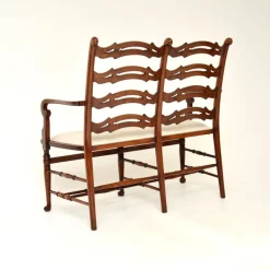 Pamono Antique Georgian Ladderback Settee, 1820s Clearance