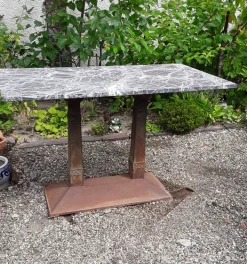 Pamono Antique German Art Nouveau Garden Table with Marble Plate, 1890s Clearance