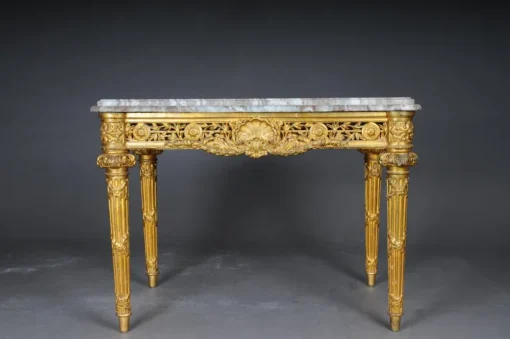 Pamono Antique Gilded Console Table with Marble, Paris. 1860s Best