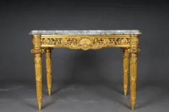 Pamono Antique Gilded Console Table with Marble, Paris. 1860s Best