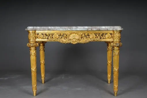 Pamono Antique Gilded Console Table with Marble, Paris. 1860s Best