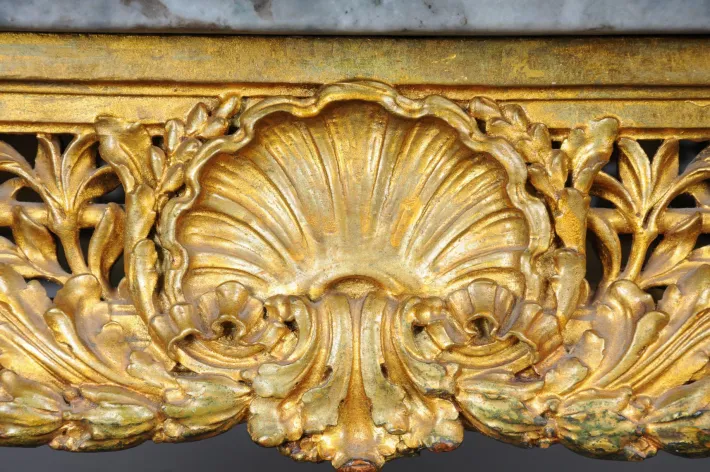 Pamono Antique Gilded Console Table with Marble, Paris. 1860s Best