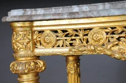 Pamono Antique Gilded Console Table with Marble, Paris. 1860s Best