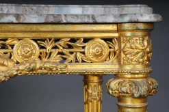 Pamono Antique Gilded Console Table with Marble, Paris. 1860s Best