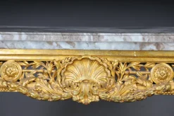 Pamono Antique Gilded Console Table with Marble, Paris. 1860s Best