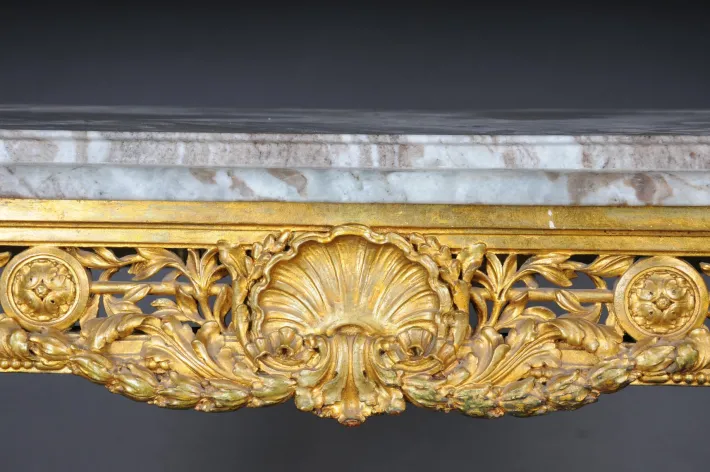Pamono Antique Gilded Console Table with Marble, Paris. 1860s Best
