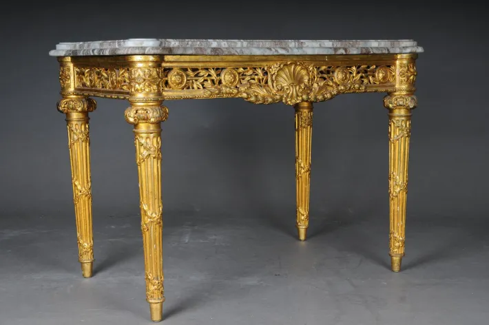 Pamono Antique Gilded Console Table with Marble, Paris. 1860s Best