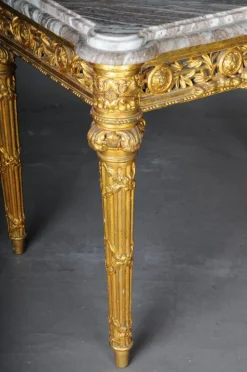 Pamono Antique Gilded Console Table with Marble, Paris. 1860s Best