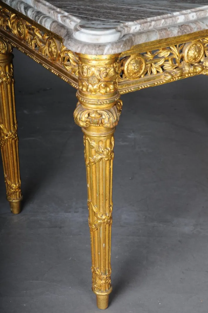 Pamono Antique Gilded Console Table with Marble, Paris. 1860s Best