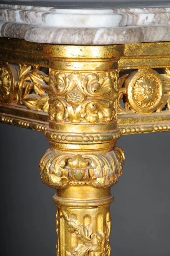 Pamono Antique Gilded Console Table with Marble, Paris. 1860s Best