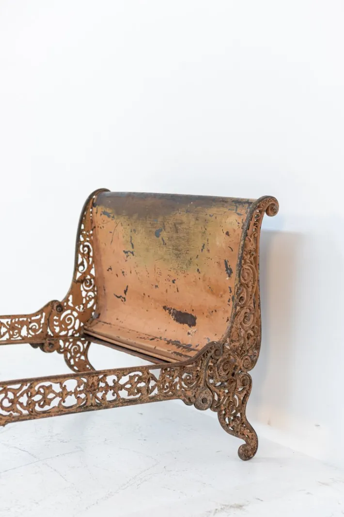 Pamono Antique Industrial Single Bed in Wrought Iron, 1890s Sale