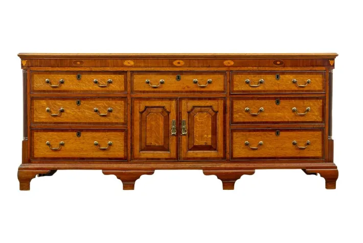 Pamono Antique Inlaid Oak Dresser Base, 1760s Hot