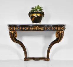 Pamono Antique Italian Console Table with Gilt & Ebonised Marble Top Sale