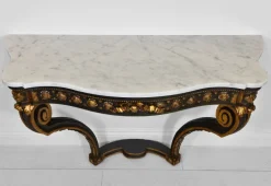 Pamono Antique Italian Console Table with Gilt & Ebonised Marble Top Sale