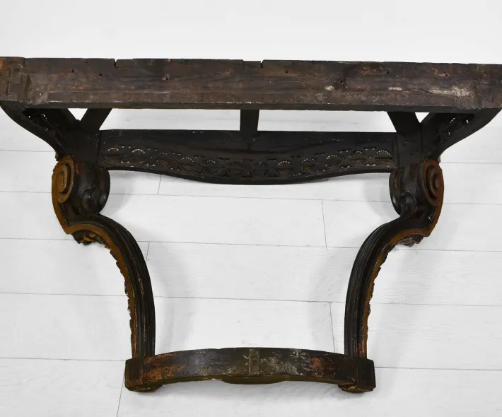 Pamono Antique Italian Console Table with Gilt & Ebonised Marble Top Sale