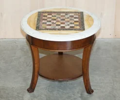 Pamono Antique Italian Pietra Dura Marble Chess Table with Mahogany Base, 1880s Sale