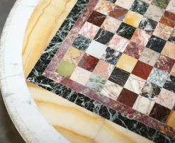 Pamono Antique Italian Pietra Dura Marble Chess Table with Mahogany Base, 1880s Sale