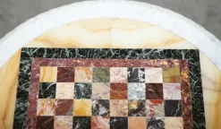 Pamono Antique Italian Pietra Dura Marble Chess Table with Mahogany Base, 1880s Sale