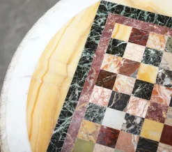 Pamono Antique Italian Pietra Dura Marble Chess Table with Mahogany Base, 1880s Sale