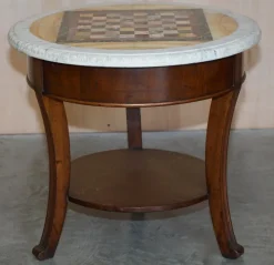 Pamono Antique Italian Pietra Dura Marble Chess Table with Mahogany Base, 1880s Sale