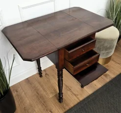 Pamono Antique Italian Walnut Drop Leaf Pembroke Console with Carved Turned Legs, 1890s Clearance