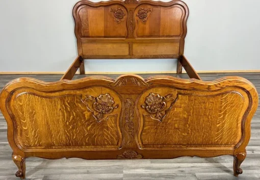 Pamono Antique Louis XV French Carved Double Bed