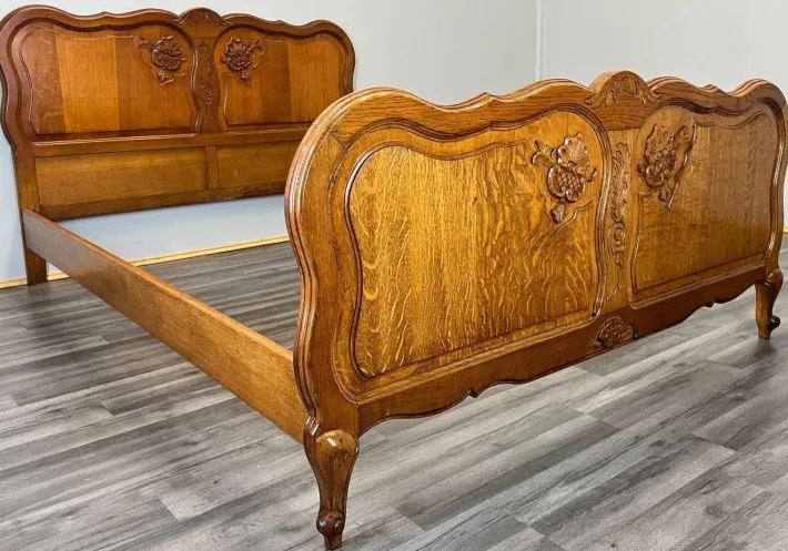 Pamono Antique Louis XV French Carved Double Bed