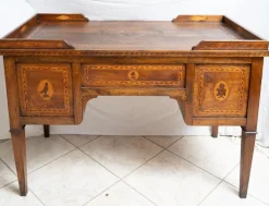 Pamono Antique Louis XVI Center Room Desk in Solid Walnut, Naples, 18th Century Clearance