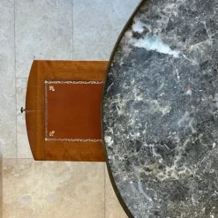 Pamono Antique Louis XVI Wooden Game Table with Brass and Marble Top, 1890s Best