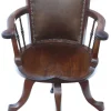 Pamono Antique Mahogany and Leather Swivel Captain's Chair, 1900s Outlet