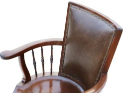 Pamono Antique Mahogany and Leather Swivel Captain's Chair, 1900s Outlet