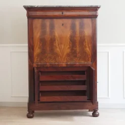 Pamono Antique Mahogany Biedermeier Secretaire with Inlay and Marble Top Sale