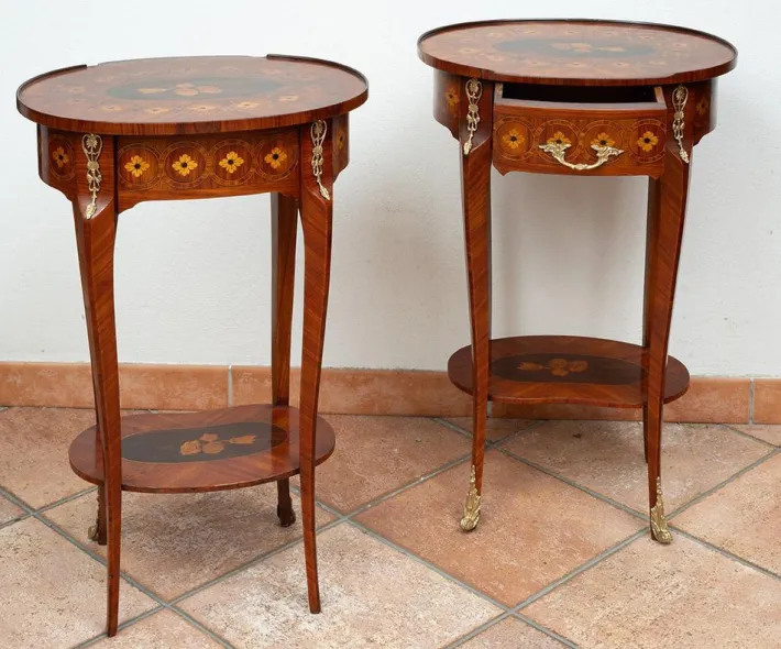 Pamono Antique Napoleon III Bedside Tables in Exotic Fine Woods, France, 19th Century, Set of 2