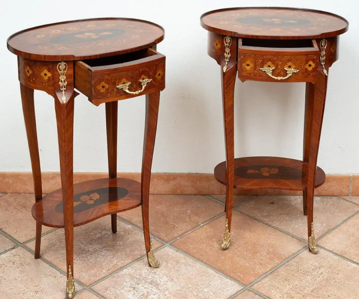 Pamono Antique Napoleon III Bedside Tables in Exotic Fine Woods, France, 19th Century, Set of 2